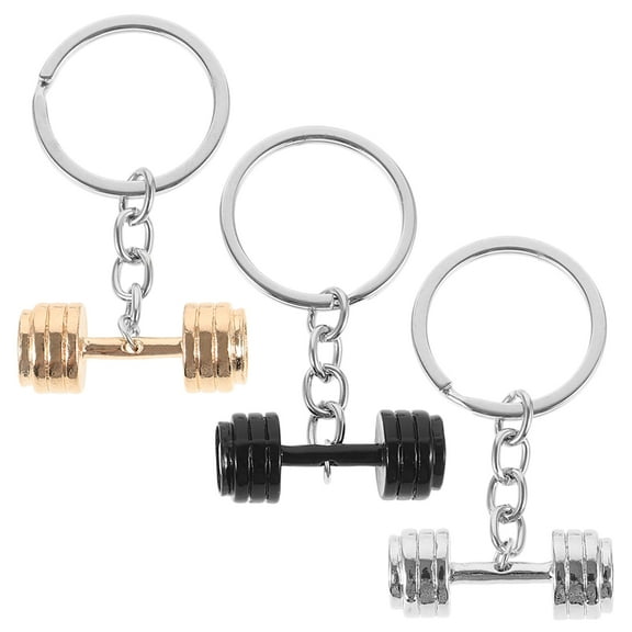 Beaupretty 3Pcs Dumbbell Key Rings Dad Keychain Bag Hanging Decors Ferroalloy Assorted Colors
