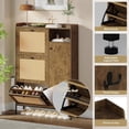 thumbnail image 4 of Bingirl GAOMON Rattan Shoe Cabinet for Entryway - Hidden Wood Shoe Rack with 3 Flip Drawers - Narrow Freestanding Shoe Organizer Cabinet for Hallway - Easy to Assemble, 4 of 7
