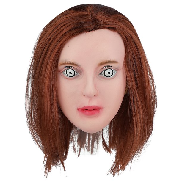 Máscara femenina realista de resina con ojos blancos para Halloween