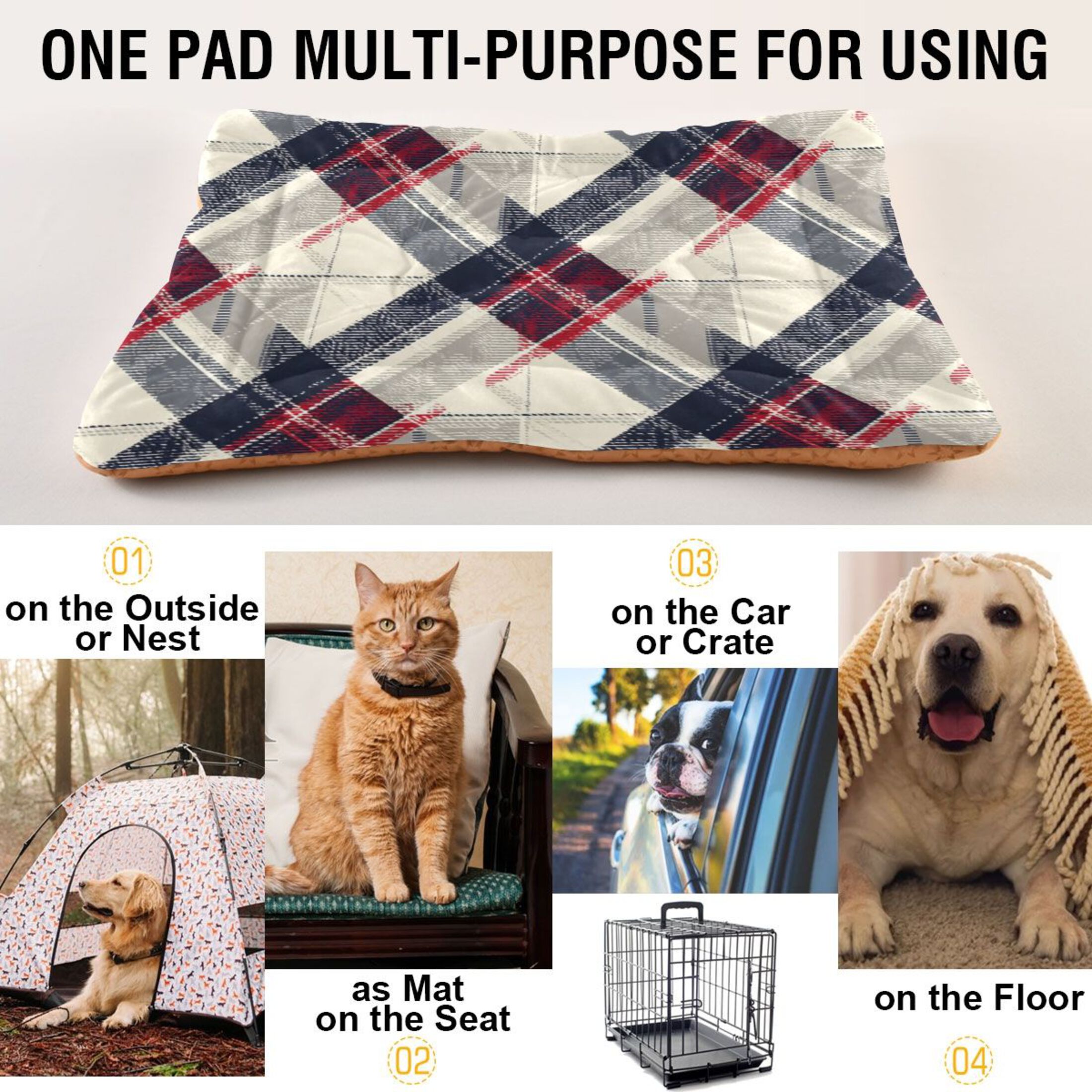 Cozy Mat Pet Bed Indoor Outdoor Warm Soft For Cat Dog Puppy(S/M) Cream Color