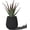 Black, variant on 16 Inch Handmade Concrete Outdoor Planter - Classic Striped Design | Fiberglass & Composite Material | Durable for Commercial & Home Decor (Black, Round)