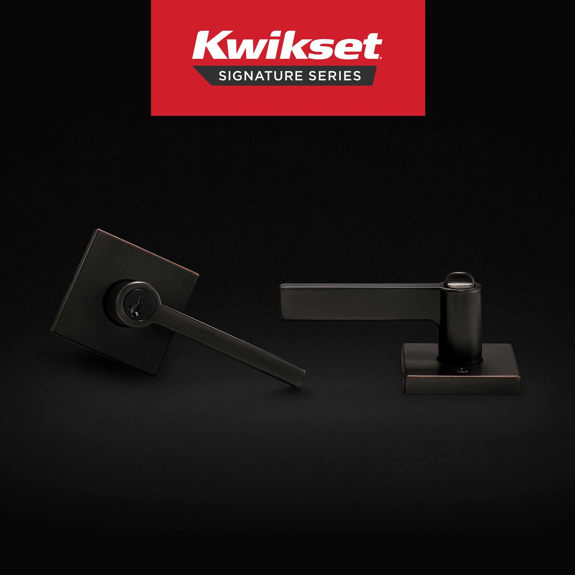 Kwikset Halifax Square Keyed Entry Lever Doorknob with Smartkey Venetian Bronze