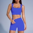 thumbnail image 6 of mgoYE Womens Workout Sets Workout Sets for Women 2 Piece Seamless Ribbed Crop Tank High Waist Shorts Yoga Outfits(Blue,L), 6 of 6
