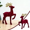 thumbnail image 2 of Christmas Decorative Elk Desktop Ornaments - Christmas Reindeer Decoration, Red Velvet Standing Deer Statues Small Elk Centerpiece for Xmas Holiday Party Dinner Tabletop Decorations, 2 of 8