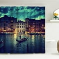 thumbnail image 2 of 4 Pcs Blue Evening Shower Curtain Sets with Rugs for Bathroom Decor,Italian Sunset Bathroom Shower Curtain Sets,City Boat Bathroom Sets with Shower Curtain and Rugs, 2 of 6