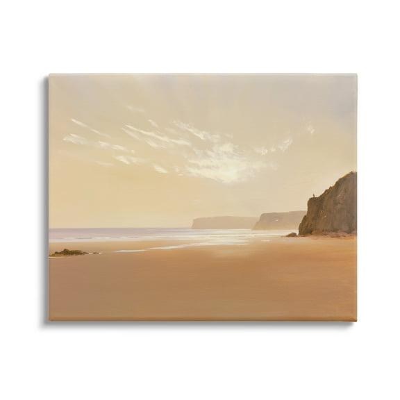 Stupell Industries Brown Beach Landscape Landscape Photography Gallery Wrapped Canvas Art Print Wall Art, 20 x 16