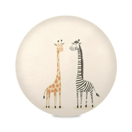

15.4inch Round Placemats DIY Printing Design Suitable for Kitchen Table Party Decoration Giraffe and Zebra