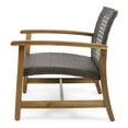 GDF Studio Savannah Outdoor Wood and Wicker Club Chairs, Set of 2, Teak