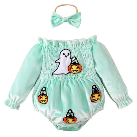 

Yzengfg Baby Girls Neutral Little Performance Clothes Romper Bodysuit + Headscarf 2 Piece Set Blue Size 12-18 Months
