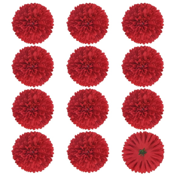 Uxcell 12-Pack Artificial Flower Heads, Fake Chrysanthemum Silk Flowers for DIY Home/Wedding/Centerpieces [Red]