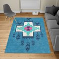 thumbnail image 2 of Tribal Turkish Area Rug, Hand Drawn Dreamcathcher Folkloric Birds Image Ethnic Ikat Design, Soft Carpet for Living Room Decor, 2.6' x 5', Sea Blue Pink, by Ambesonne, 2 of 4