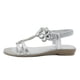 thumbnail image 5 of Sandalias de tobillo elásticas a la moda para mujer sandalias con flores de diamantes de imitación para viajes al aire libre, 5 of 9