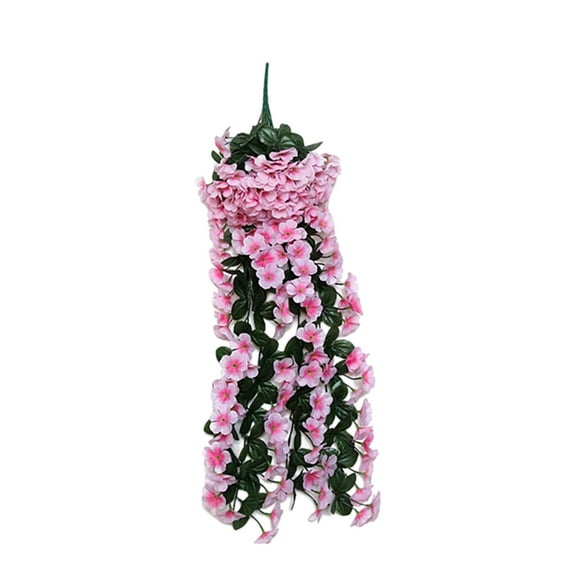 2 Pcs Artificial Faux Hanging Flowers Plants Outside Fake Silk Mums Violets with Eucalyptus Realistic UV Resistant Trailing Vines Porch Patio Yard Indoor Wedding Party Favors(Classic Color)