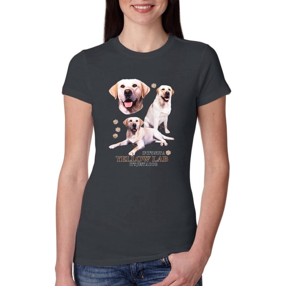 If It's Not a Yellow Lab It's Just a Dog Gift | Womens Dog Lover Slim Fit Junior Tee, Dark Grey, Small