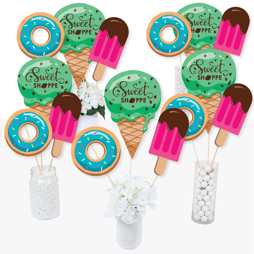 Sweet Shoppe - Candy and Bakery Birthday Party or Baby Shower Centerpiece Sticks - Table Toppers - Set of 15