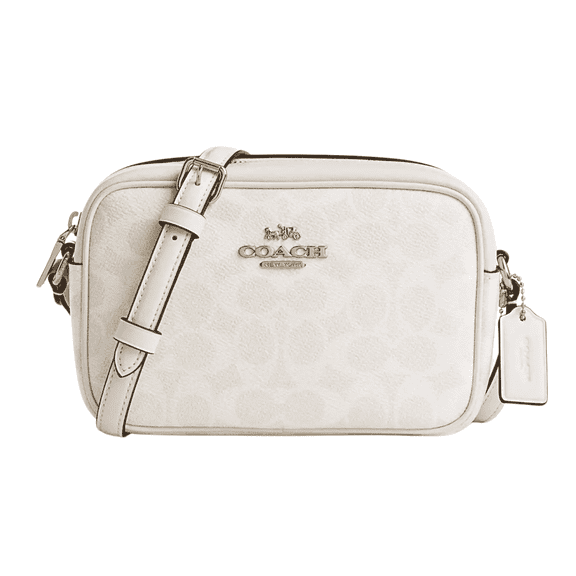 Coach Mini Jamie Camera Crossbody Bag, Adjustable Strap, Signature Canvas, Gold/White/Chalk