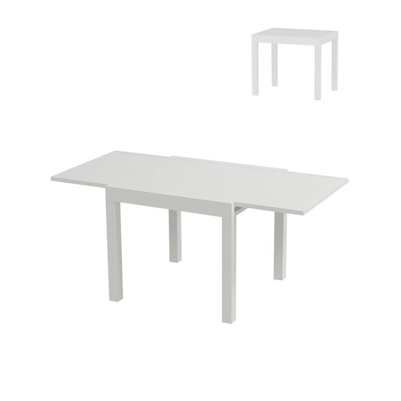 Pinypikaka Expandable Patio Table, Extendable Outdoor Dining Table Set for 4-6 Person, Aluminum Slat Frame Perfect for Backyard, Deck, Porch