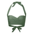 thumbnail image 6 of Prolriy Bikini Top Women Lace Up Bikini Top Push Up Swim Top Retro Bathing Suit Top Padded Swimsuit Top Swim Bras for Women Army Green L, 6 of 7