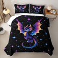 thumbnail image 2 of meiyoeat Kawaii Space Dragon Twin Quilt Set for Boys Girls, Galaxy Starry Satrs Twin Coverlet Set, Purple Blue, 2pcs, 2 of 7