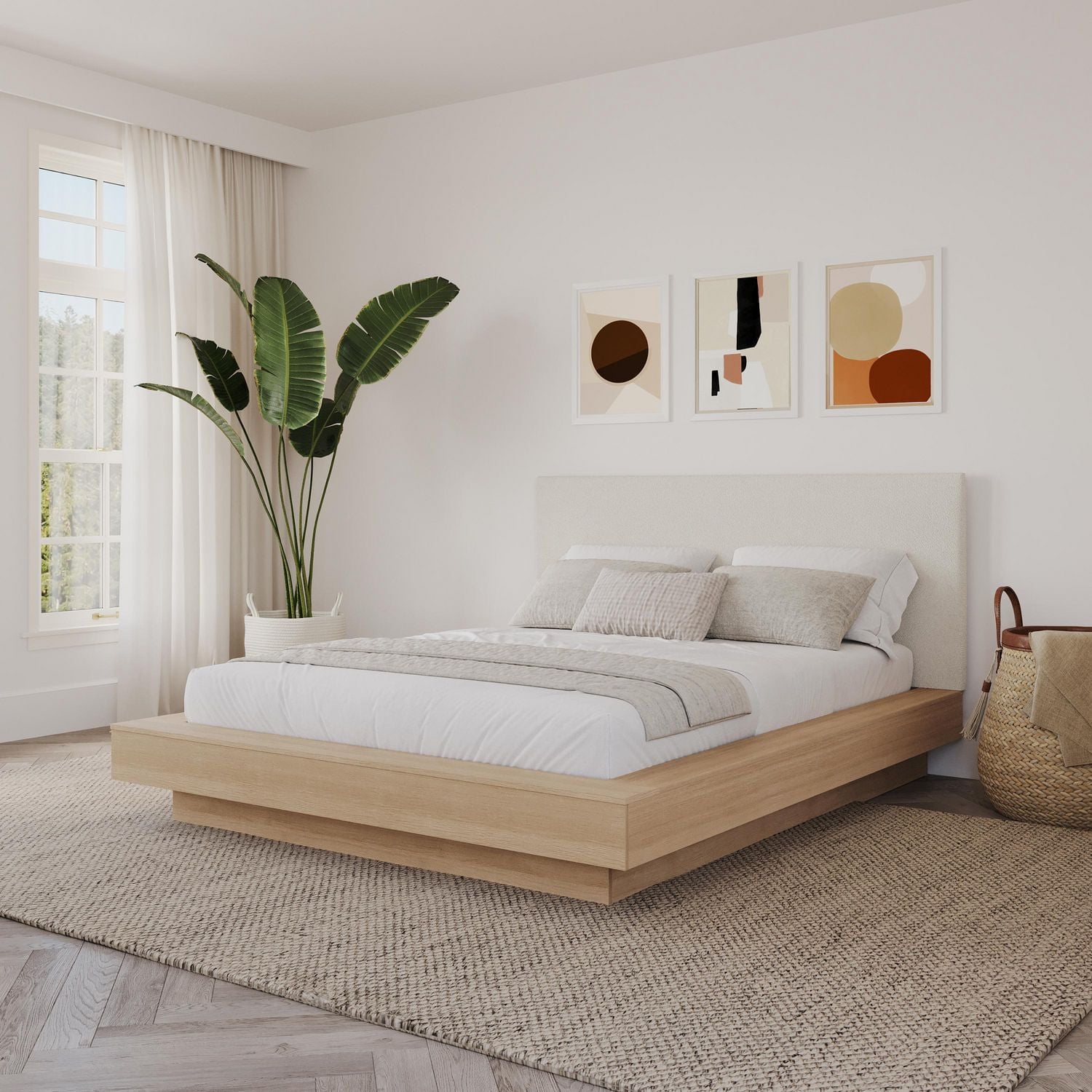 Marko Platform Bed with Upholstered Headboard