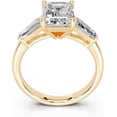 thumbnail image 2 of Certified Moissanite Emerald Cut Diamond Ring Engagement Ring Side Stone Baguette Cut CZ Plated Yellow Gold Ring Wedding Ring, 2 of 3