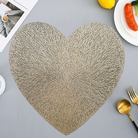Fasiaou 1 Pcs Valentine Placemats Heart Love Place Mats Red Heart Shaped Tablemats Waterproof Leather Washable Kitchen Mats for Valentine's Party Decoration Kitchen Dining Table