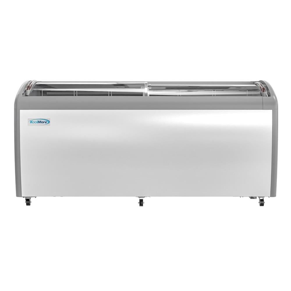 Pemberly Row 71" Stainless Steel Commercial Ice Cream Display Freezer in White