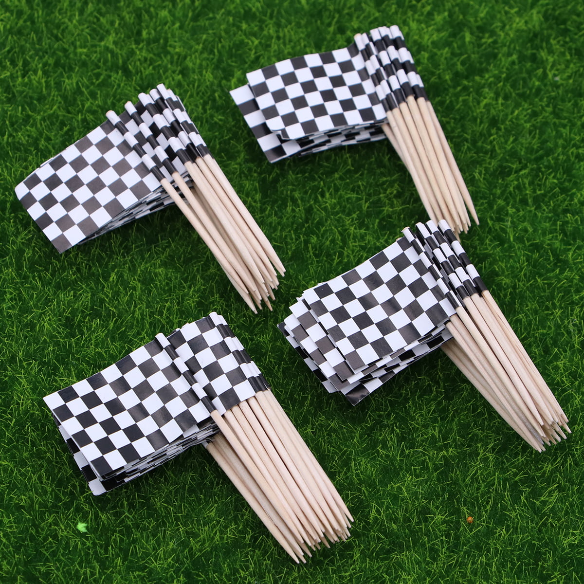Box Of 100 Checker Checkers Racing Toothpick Flags Dinner Cocktail Flags