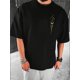 thumbnail image 1 of Men's Casual Street Style Black T-Shirt with Moon & Starry Sky Graphic - Soft Cotton, Round Neck, Short Sleeve, Versatile Summer Top, 1 of 5