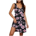 thumbnail image 3 of Summer Oversize Dresses for Womens 2026 Fashion Printed V Neck Sleeveless Loose Ruched Knee-Length Dress, 3 of 8