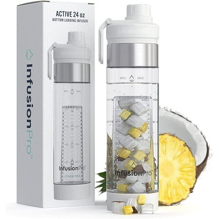 

Infusion Pro 24 oz Fruit Infuser Water Bottle : Motivational Time Marker : Screw Top Lid with Large Spout : Insulated Sleeve & Fruit Infused Water eBook : Bottom Loading Water Infuser - Cloud