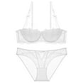 thumbnail image 1 of Womens French Sexy Gathering Large Size Bra Set Ultra-thin Big Breasts Shows Small Collection, 1 of 8