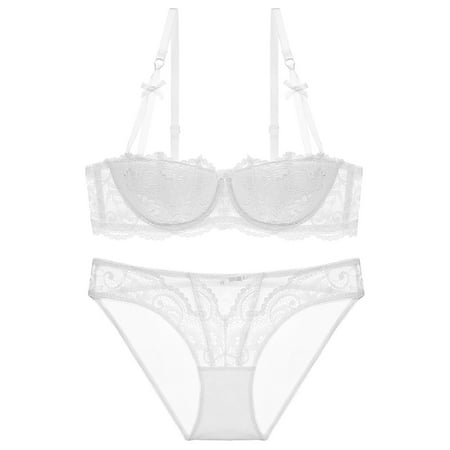 Xihbxyly Sexy Plus Size Underwire Lingerie Sets for Curvy Women Women s French Sexy Gathering Large Size Bra Set Ultra-thin Big Breasts Shows Small Collection Lingerie Sets Plus Size