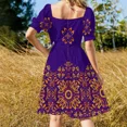 thumbnail image 3 of Fiery Floral Folk Pattern Sleeveless Dress elegant dress Aesthetic clothing Women's dresses, 3 of 6