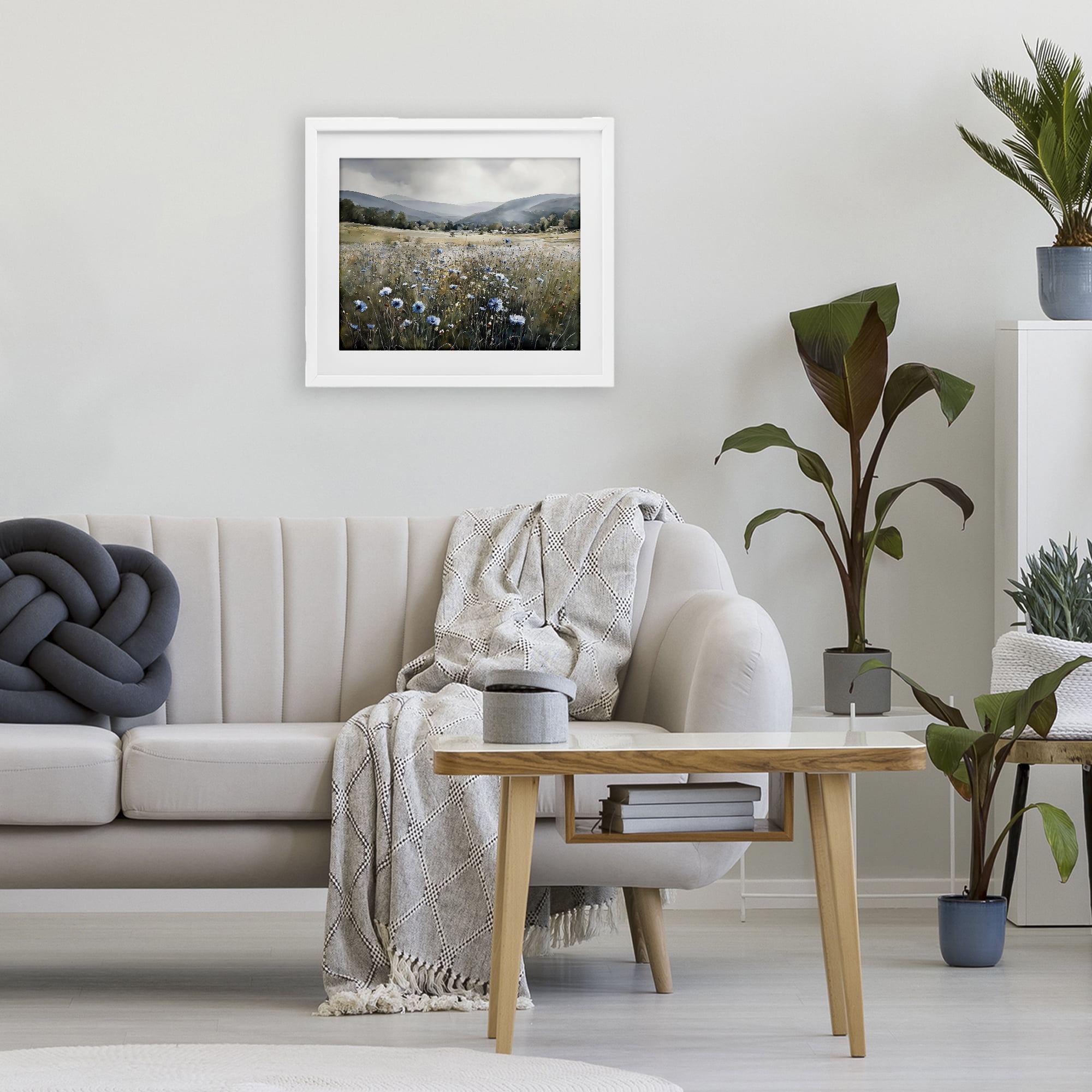 Stupell Industries Sapphire Speckled Fields White Framed Print Under Glass, design by Franklyn Gregory
