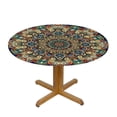 thumbnail image 3 of Nawypu Fitted Round Tablecloth  Colorful Mandala,Vintage Round Boho Beige Flower Table Cover,Elastic Edged Table Cloth Fits Round Tables, 3 of 7