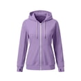 thumbnail image 5 of LLYWEY Womens Zip-up Hoodie with Thumb Holes - Arm Zipper Long Sleeve Hooded Jackets Side Pockets Lightweight Soft Casual Loose Fleece Fall Jackets Purples M, 5 of 9