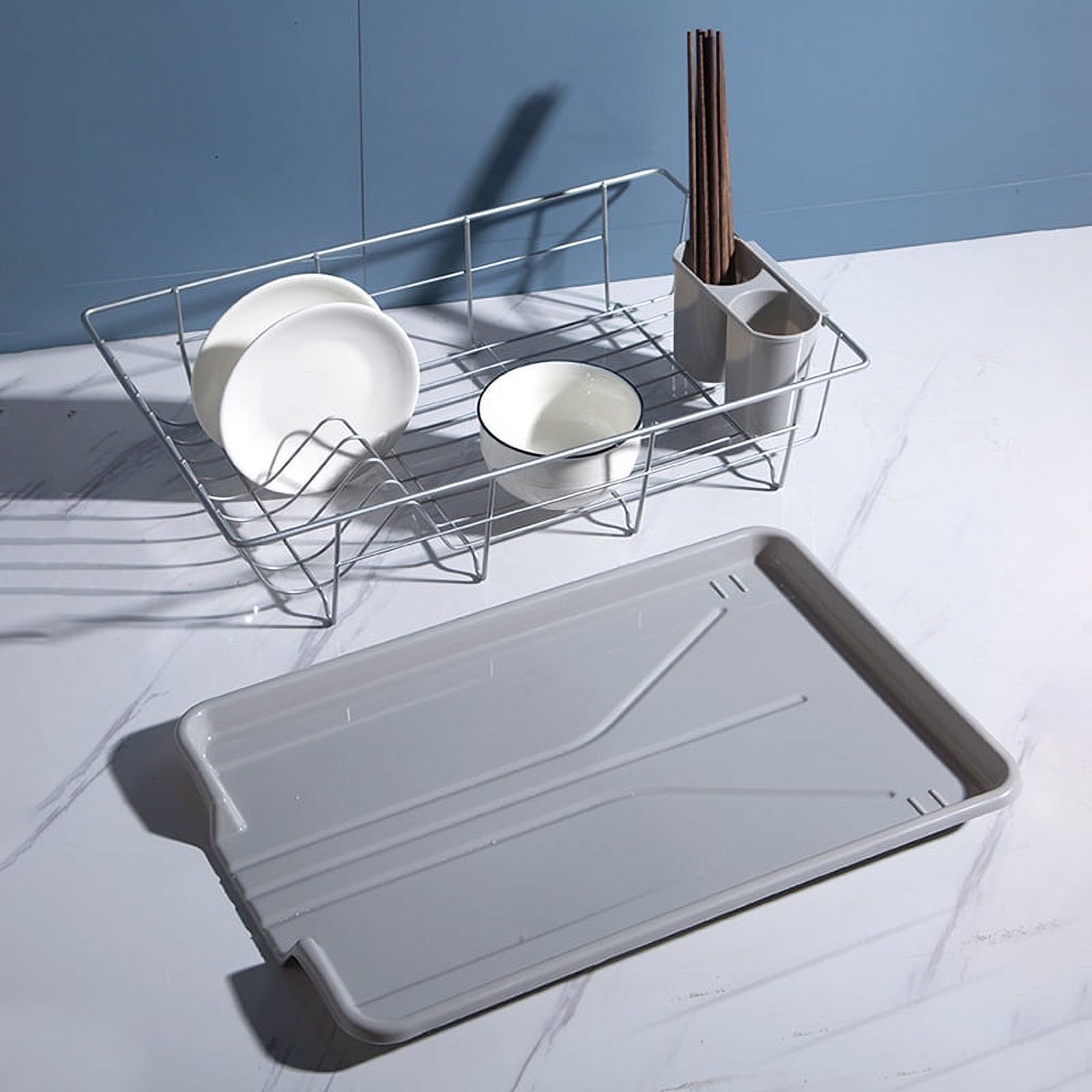 18.9" x 11.8" x 4.3" Dish Drying Rack Space-Saving for Kitchen Counter, Durable Dish Rack with Cutlery Holder for Dishes Knives Spoons Forks