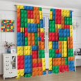 thumbnail image 4 of Building Blocks Toy Curtains, Abstract Contour Colorful Plastic Brick Geometric Print Pattern Window Treatment Drapes for Boy Girl Bedroom Playroom Set 2 Panels,42x54 Inches, 4 of 8