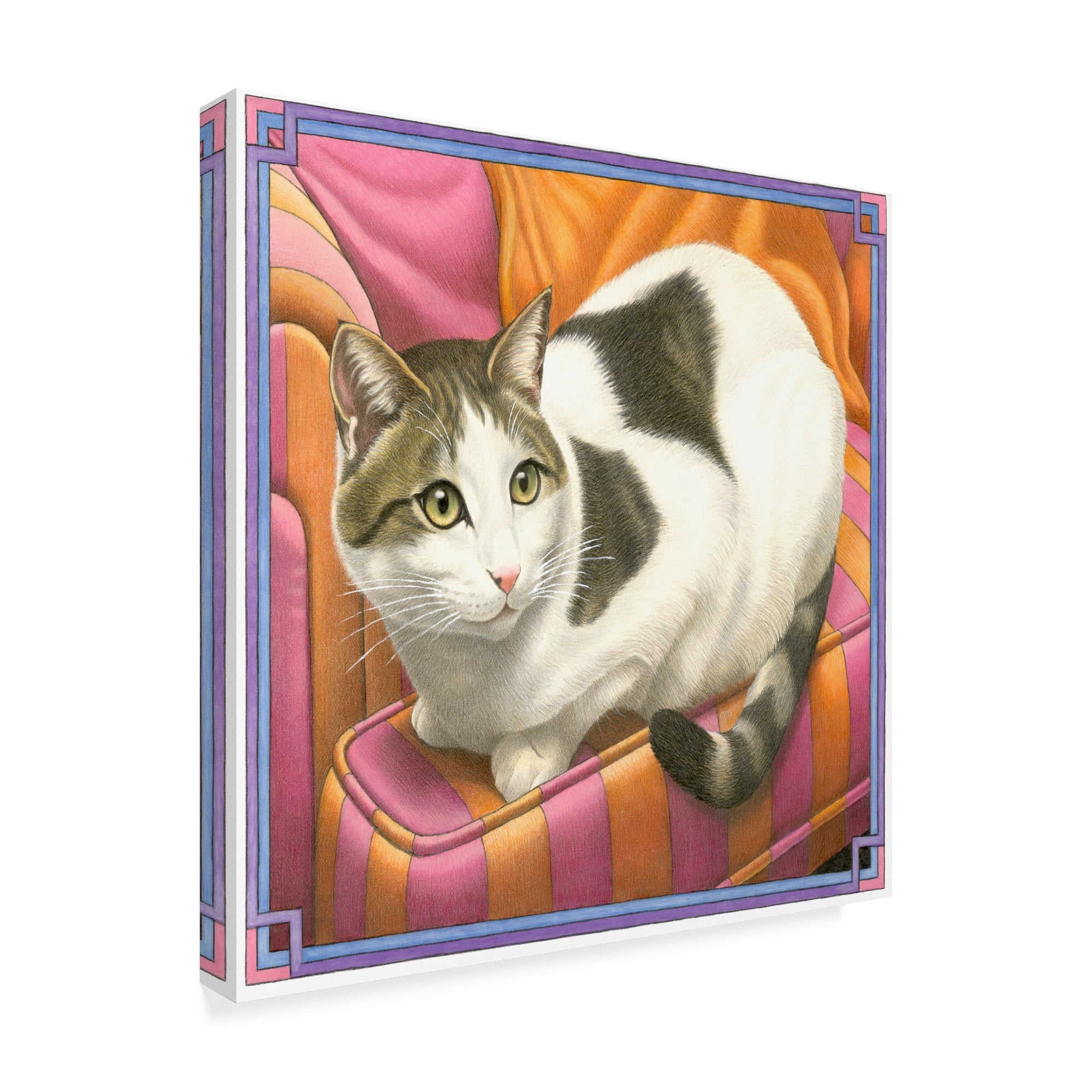 Trademark Fine Art 'Cat On Pink Chair' Canvas Art by Francien Van Westering