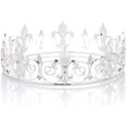 thumbnail image 1 of Corona real medieval Tiara Tiara Rey Corona Accesorio de disfraz Pieza de pelo para hombres, Plata JM, 1 of 5