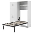 thumbnail image 5 of Twin Size Murphy Bed with Storage Lockers and Wardrobes, Foldable Platform Bed, Wood Murphy Bed Wall Bed Frame for Guest-Room, Home, Office, White, 5 of 9