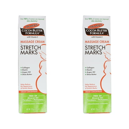 Palmer's Maternity Massage Cream for Stretch Marks Cocoa Butter 125ml - European Version NOT North American Variety - Imported from United Kingdom by Sentogo - SOLD AS A 2 PACK