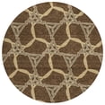 thumbnail image 2 of HomeRoots 613478 8 ft. Brown & Beige Round Geometric Washable Indoor & Outdoor Area Rug, 2 of 5