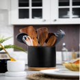 thumbnail image 2 of QUTETN 360° Rotating Utensil Holder  7.2” Large Utensil Crock  White Ceramic Cooking Utensil Organizer with Countertop-Protection Cork Bottom for Farmhouse Kitchen Decor Gift (Black), 2 of 9