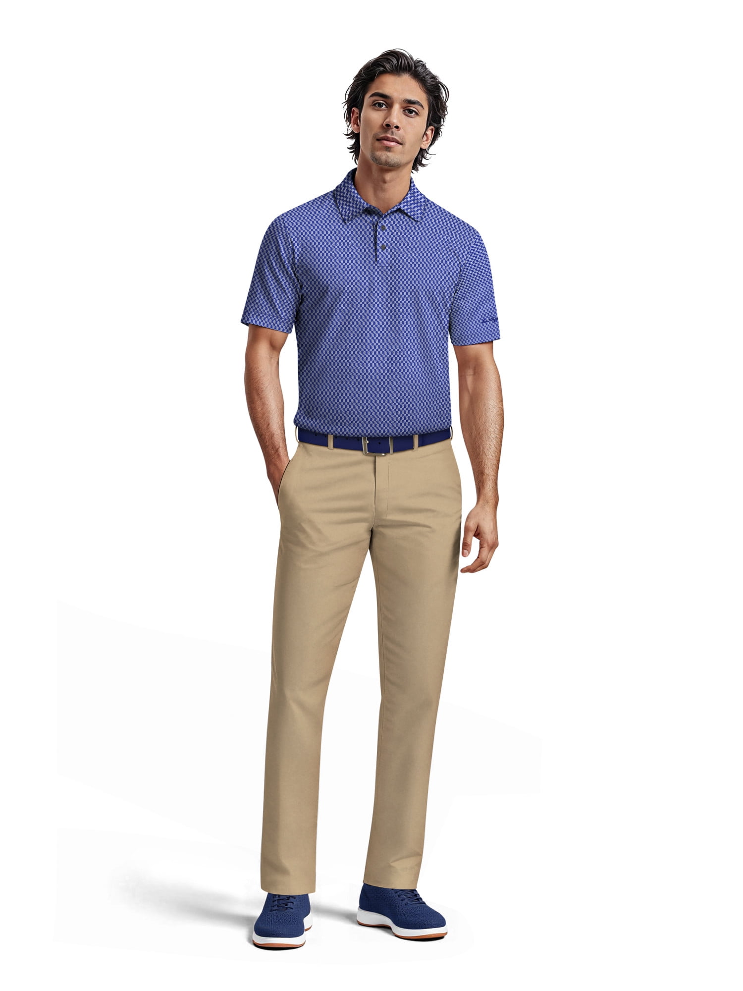 Ben Hogan Men's & Big Men's Performance Two-Color Jacquard Short Sleeve Polo Shirt, up to 5XL