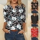 thumbnail image 1 of Fiudx Ofertas Flash Artículos En Oferta Blusa Holgada con Estampado de Pascua y Cuello En V Retro de Manga Tres Cuartos a La Moda para Mujer, 1 of 5