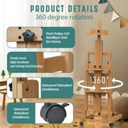 H-Frame Easel for Painting, Adjustable Art Easel Stand for Canvases(Up to 77 Inch) and Crafts, Foldable Wood Tabletop Easel Set for Adults, Natural