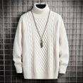 thumbnail image 3 of Suéter de cuello alto para hombre de otoño e invierno, suéter coreano ajustado con dos solapas y rombos, suéter de manga larga, 3 of 6