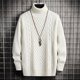 thumbnail image 4 of Suéter de cuello alto para hombre de otoño e invierno, suéter coreano ajustado con dos solapas y rombos, suéter de manga larga, 4 of 6